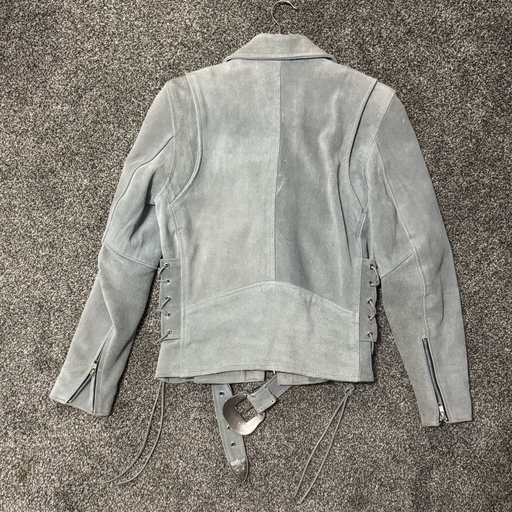 For Love And Lemons Gray Leather Biker Jacket - Picture 2 of 2